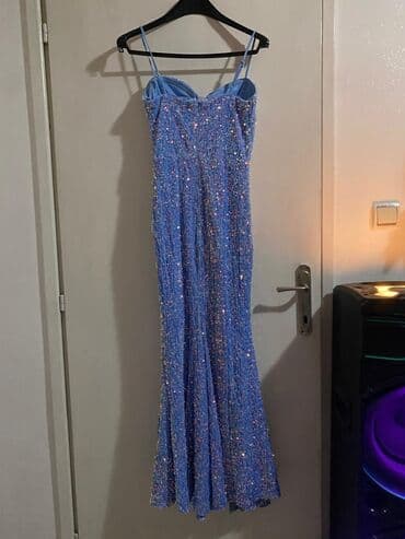 Bershka S, color - Light blue, Evening, With the straps — 5