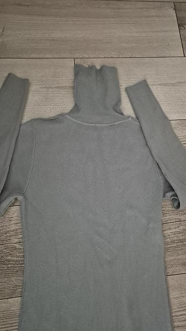 mantil za kisu: Pletena haljina s rol-kragnom - Model: uska, rebrasta pletenina, dugi — 2