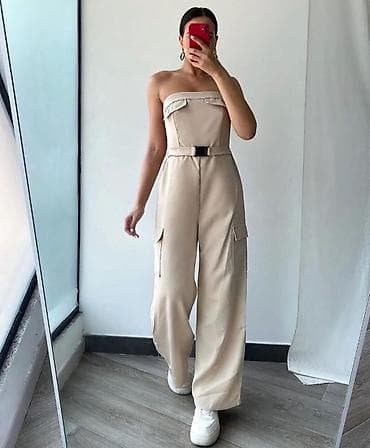 boho komplet: ✨Ženski kombinezon bez bretela sa širokim nogavicama i cargo — 2