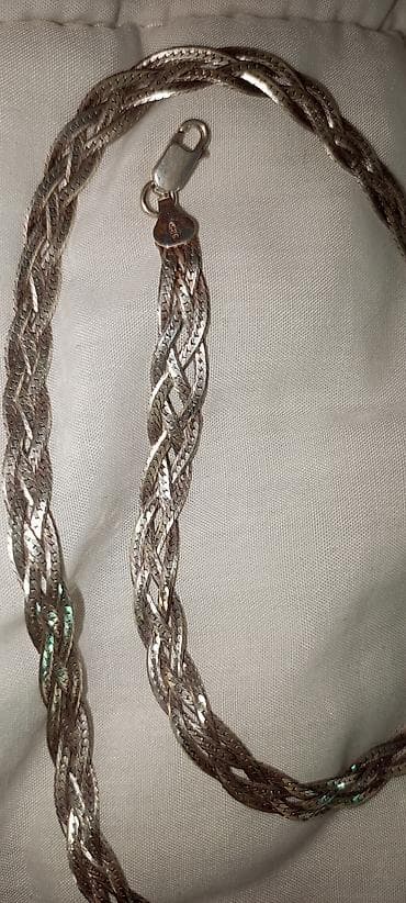 handmade nausnice: Pletena srebrna ogrlica - Materijal: srebro (obilježje “925” vidljivo — 4