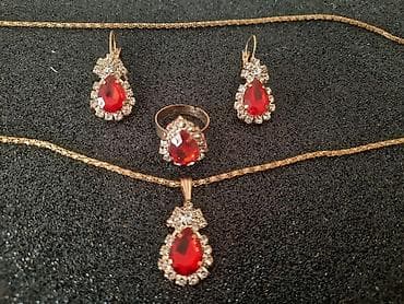 drvene ogrlice muske: Nakit Set Ogrlica, minđiše i prsten. Slanje poštom. Pouzećem: - — 2