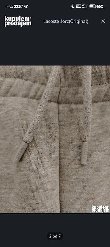 Pantalone: Šorts, L, Lacoste, bоја - Siva, Pamuk — 2