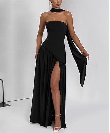 odeca za more: ✨Elegantna duga večernja haljina sa visokim šlicem i efektom — 3