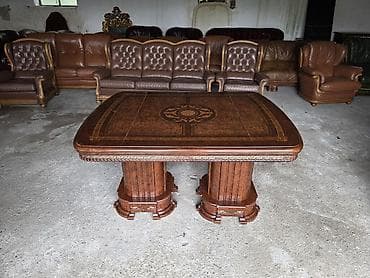 stilske komode: Klasični masivni drveni sto za dnevni boravak/trpezariju - Materijal — 2