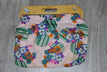 Torba sa drvenim ručkama i cvetnim printom - Model: shopper/handbag