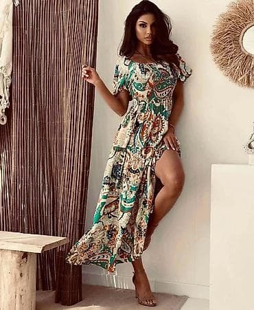 boho haljine gdje kupiti: Haliina boho,duga sa šarenim printom, lepršava. - Gornji deo — 4
