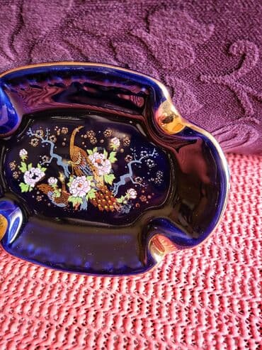 Antikviteti: Pepeljara nova porcelan,kobalt,pozlata 70te. Pepeljara je bez — 2