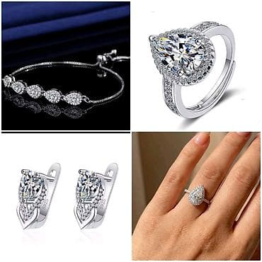 srebrn: Elegantni posrebreni set od tri nakita – elegantan komplet sa — 2