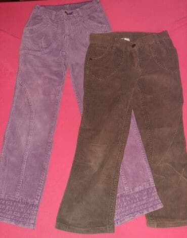 pantalone karirane: Somot pantalonice za devojčice vel 6 sa podesivim strukom — 1