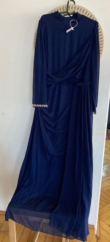 krzneni prsluci sa kapuljacom: XL (EU 42), color - Blue, Evening, Long sleeves — 2