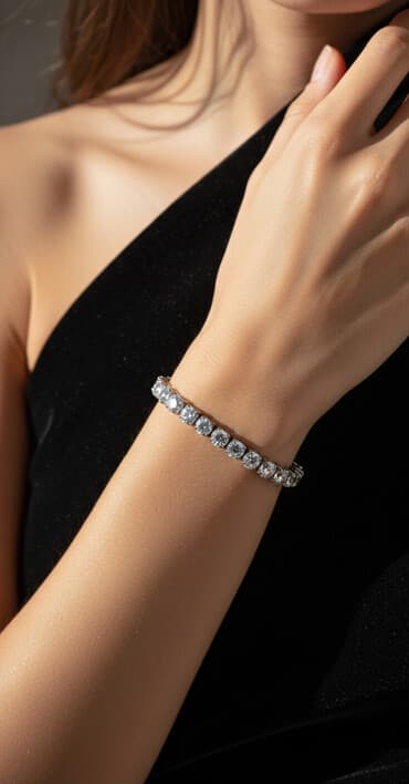 bunda od nerca zivotinja: Unisex narukvica od 6mm belog sinetickog cirkona.Sjajni nakit sa belom — 2