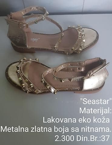 sandale na stiklu broj 35: Seastar sandale - Materijal: lakovana eko koža - Boja: metalna zlatna — 2