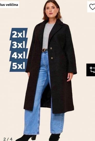 Košulje, bluze i tunike: Kaputi za punije 2XL 3XL 4XL 5XL Postavljeni.m❄️🧊☃️ Boje :crna, siva — 1