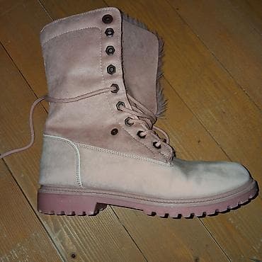 Ženske zimske čizme – puder/roze - Materijal: meka brušena koža/velur