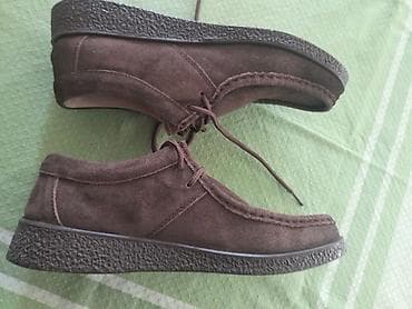 mantil haljina modeli: Zenske cipele – mokasine sa pertlama, braon brušena koža (semerš) - — 4