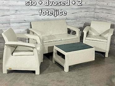 Ugaone garniture: Baštenski set nameštaja – sto + dvosed + 2 fotelje - Komplet sadrži — 2