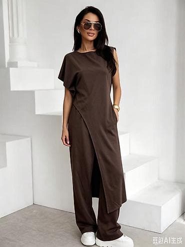 p. s. moda srbija: Ženski komplet – asimetrična tunika + široke pantalone-2999 din 
S M L — 5