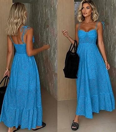 otkup haljina: Ženska maxi haljina od broderi čipke - Model: duga letnja haljina sa — 6