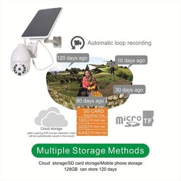 spoljne wifi kamere za video nadzor: 15500din Rotirajuća Solarna WiFi Kamera 8MP - max 128GB memorija — 3