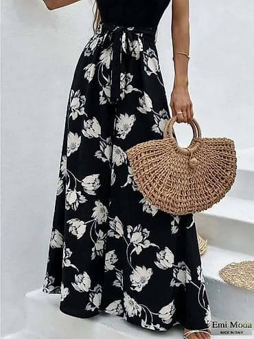 Pantalone: Ženske pantalone širokih nogavica duzina do poda. Visoki struk sa — 4