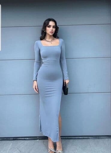 mango haljine crna gora: L (EU 40), color - Grey, Cocktail, Long sleeves — 1