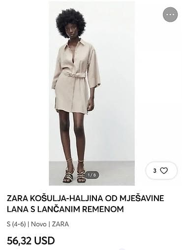 pull: ZARA haljina od mešavine lana sa lančanim kaišem, S velićine a — 2
