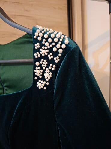 zara helanke sa prorezom: XS (EU 34), color - Green, Evening, Long sleeves — 2