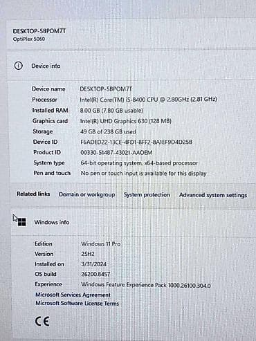 rerna na paru: DELL OPTIPLEX 5060
I5 8400
8GB DDR4
256GB SSD
SFF KUCISTE — 2