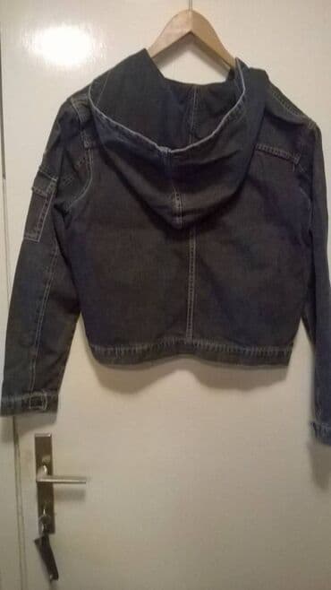 calvin klein prsluci: Zenska jakna Stone jeans sa kapuljacom, vel. L, ocuvana, dim: duzina — 3