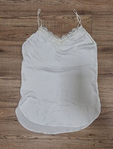 crop top c a: L (EU 40), Svila, Jednobojni, bоја - Bela — 2