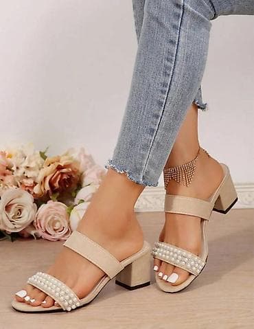 39 rimski broj: The perfect summer heels 🕊️✨ Bež papuče na stabilnu štiklu sa — 1
