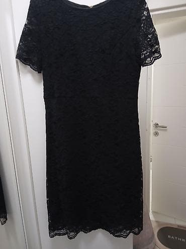 haljine elegantne: Crna čipkana haljina - Elegantna crna haljina sa bogatom cvetnom — 2