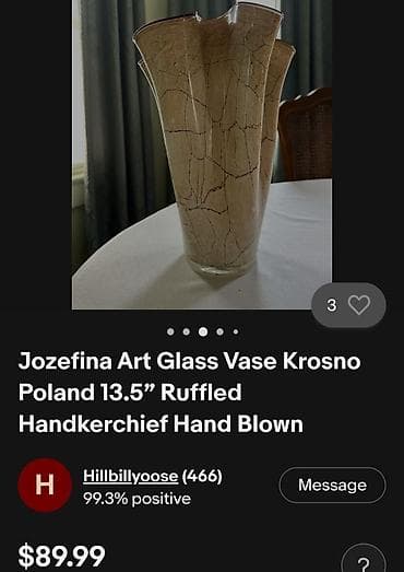 Vaza rucni rad Jozefina Krosno Poljska iz 80ih.godina. Vaza tkz — 3