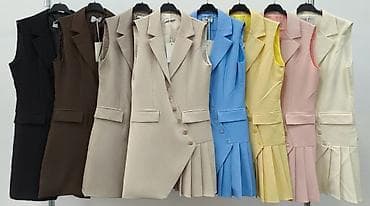 bež odelo: 🔥Elegantna bez/siva mini haljina-sako bez rukava
✅3000 din — 9