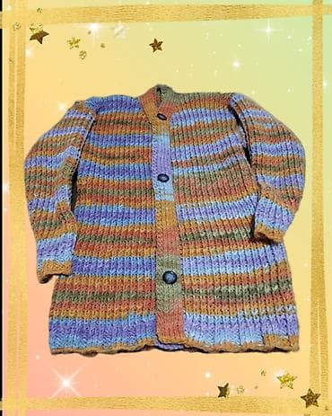 Nov ručno pleteni džemper na kopčanje vel XXL. Obim grudi 106 cm — 2