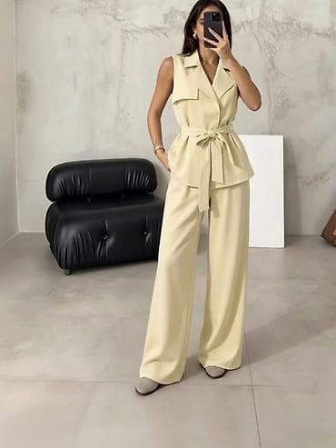 Overalls: Komplet bez rukava elegantan sako prsluk + široke pantalone. Kroj — 5