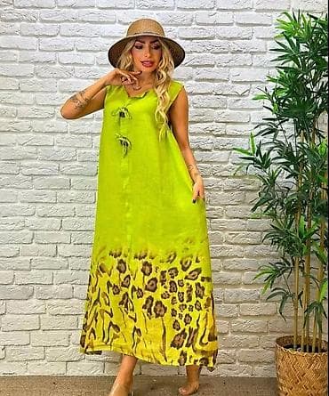 Letnja maxi haljina bez rukava sa animal print detaljima - Kroj