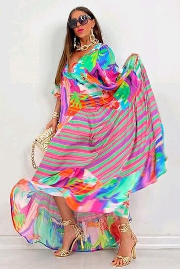 haljine dugacke: One size, color - Multicolored, Oversize, Short sleeves — 1