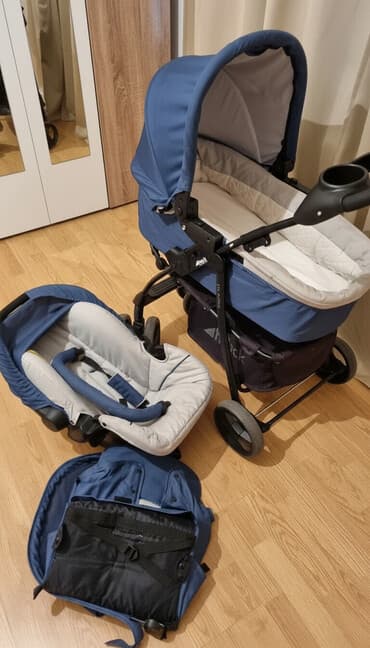 jaje sediste za bebe: Kolica za bebe 3 u 1 – set u plavo‑sivoj boji Sadrži: - Ram kolica sa — 2