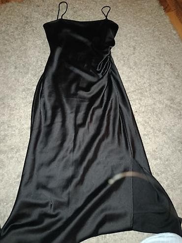 zara maturske haljine: Zara Crna slip haljina na bretele - Model: slip/ satenski izgled — 4