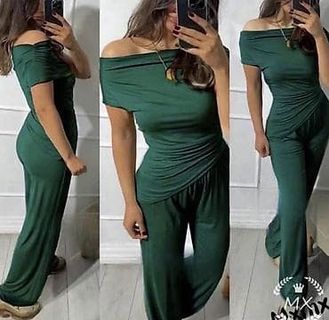 drapirana haljina: Komplet majica sa golim ramenima i siroke komotne pantalone na lastis — 7
