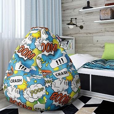 Foteljice: Lazy Bag za decu – Plavi strip sa oblacima (šifra: 015-m-270) - — 1