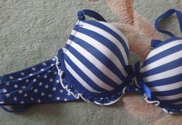 farmerke push up: Brus push up teget beli na strafte, mornarski fazon, velicina s — 2
