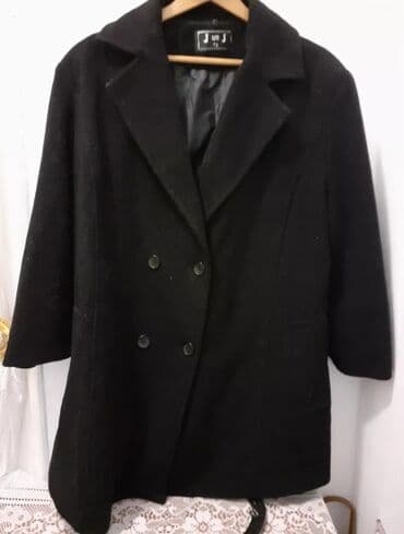 monton kozne jakne sa krznom: Crni ženski kaput J&J - Klasičan kroj sa reverima - Dužina do — 1