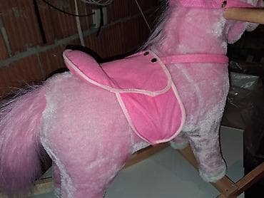 pinki goffredo: Plišani njihajući jednorog – drvena klackalica - Prelepi ružičasti — 2