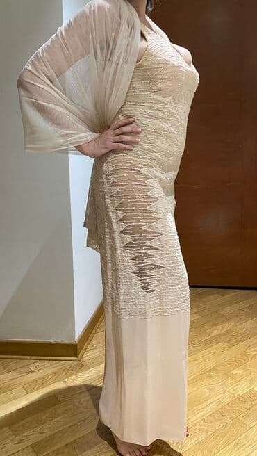 dugacke haljine svecane: M (EU 38), color - Beige, Evening, With the straps — 1