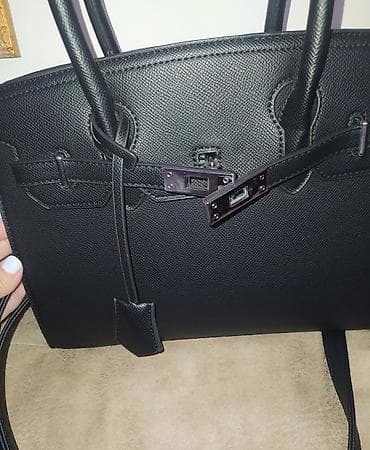torbica 2rs: Elegantna crna torba – klasičan “Birkin” stil - Materijal: veštačka — 4