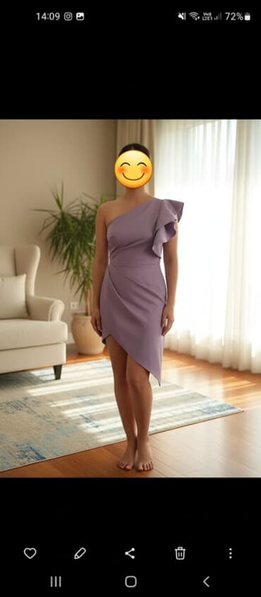 opposite cizme preko kolena: Elegantna lila haljina – asimetrični kroj - Boja: nežna — 1