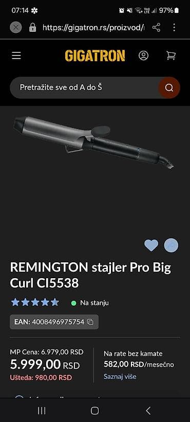 kikice: Remington Pro Big Curl CI5538 – figaro za krupne lokne - Prečnik — 2