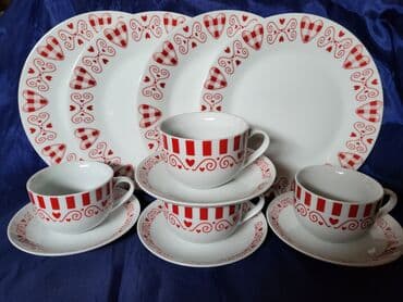 porcelanske solje za caj: Porcelanski nov set,servis za 4 osebe. Servis fabricki za 4 — 3